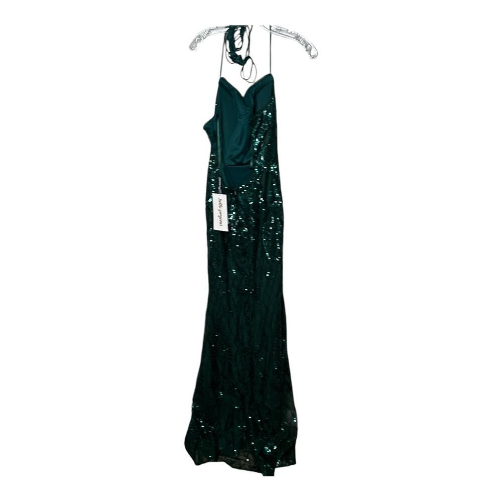 NWT PromGirl Statement-Back Long Sequin Prom Dress Hunter green - Picture 11 of 15